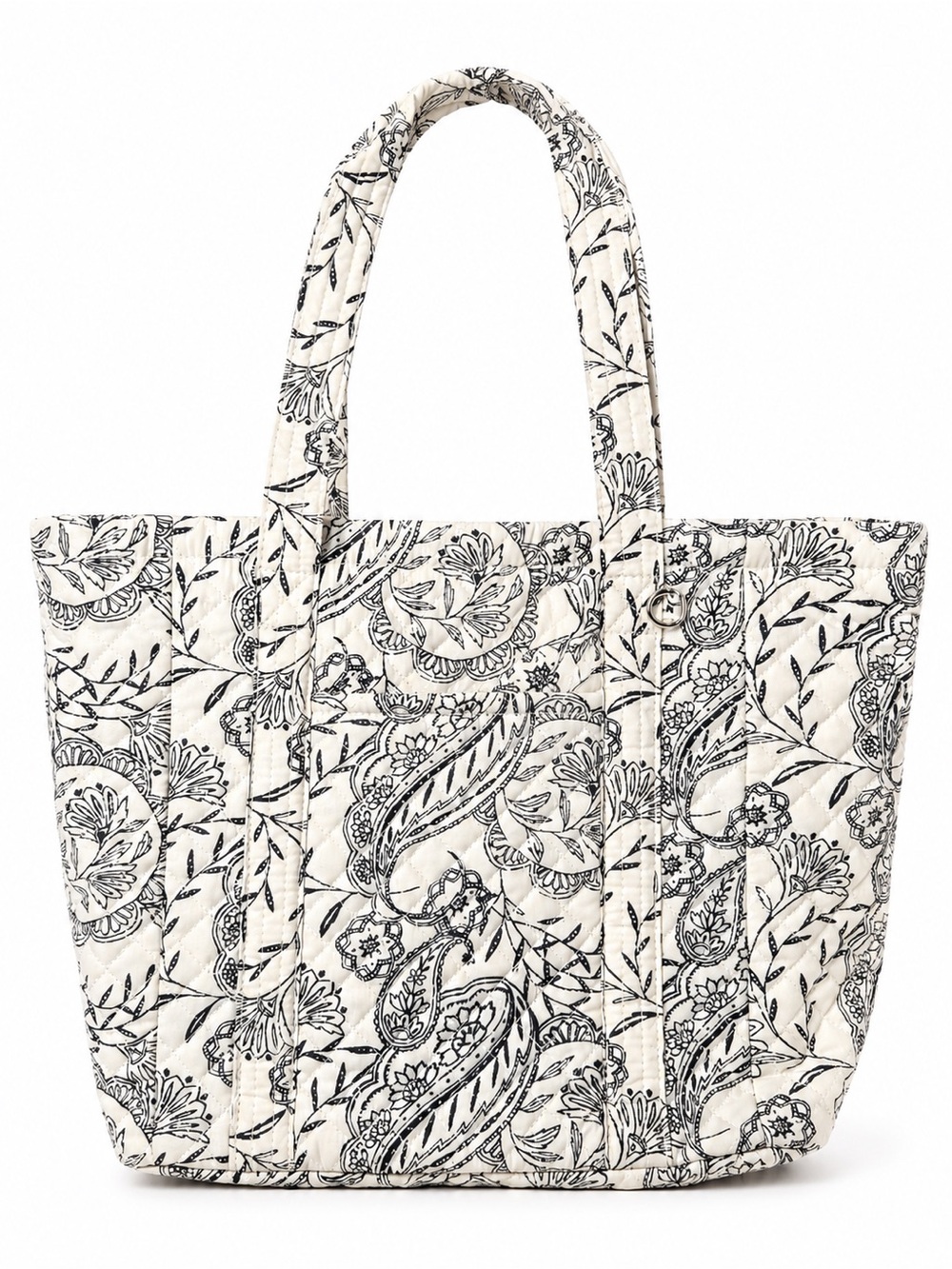 Universal Thread Quilted Paisley Floral Tote - Ivory & Black
